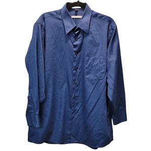 XL Sateen Navy Blue Geoffrey Beene Dress Shirt